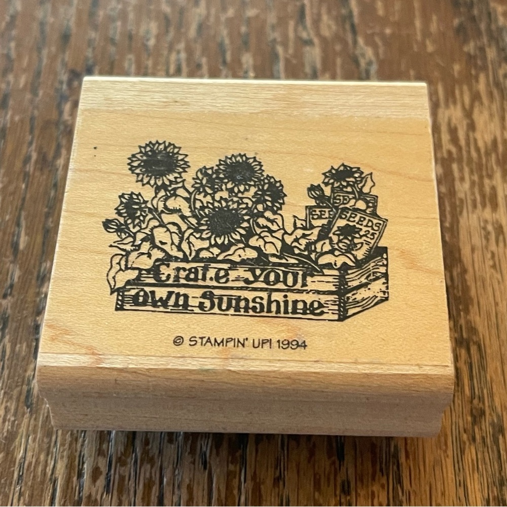 Stampin’ Up!  "Crate Your Own Sunshine"  Rare Vtg 1994 Mounted Stamp Pre Owned